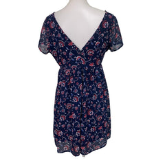 Old Navy Womens Fit & Flare Dress — Pre-Owned, Size Medium (Navy Blue Floral)