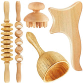 Beech Wood Therapy Massage Set | Gua Sha Scraping Cup & Meridian Roller