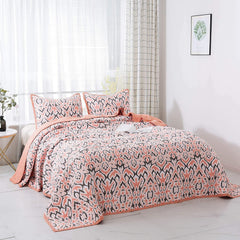 Kasentex 100% Cotton Summer Ultra Soft Floral Design 3 Piece Reversible Bedding Set, Room Decor, Graduation Gifts