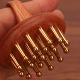 Copper Wood Head Meridian Massage Comb | Gua Sha Scalp & Body Therapy Tool