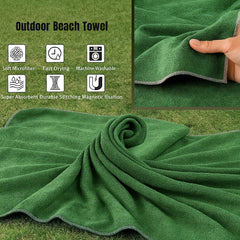 MagniDry Magnetic Beach Towel | Quick-Dry Microfiber & Coral Fleece Towel for Travel, Beach & Outdoor