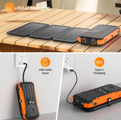 SolarMax Foldable Solar Power Bank | 20000mAh Fast Charge, Wireless & Built-In Cables