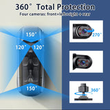 FullScope 4-Way Dash Cam | 1080P Full HD 360° Coverage with Night Vision & 64GB SD Card