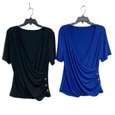 Lot of 2 Shein Curve Ribbed Deep V-Neck Faux Wrap Tops — Pre-Owned, Size 1X