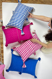 Antigua Pillow - Medium Blue / Fuchsia
