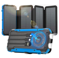 SolarMax Foldable Solar Power Bank | 20000mAh Fast Charge, Wireless & Built-In Cables
