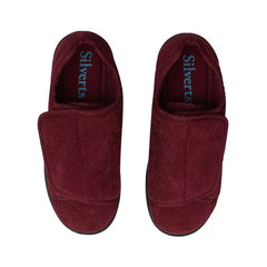 Silverts Women's Double-Extra Wide Easy Closure Slipper for Seniors — Wine, Size 11