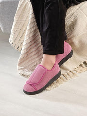 Silverts Women's Double-Extra Wide Easy Closure Slipper for Seniors — Wine, Size 11
