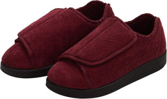Silverts Women's Double-Extra Wide Easy Closure Slipper for Seniors — Wine, Size 11
