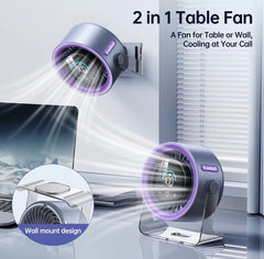 TurboCool Desk Fan | 100-Speed Rechargeable Fan with Digital Display & 4000mAh Battery