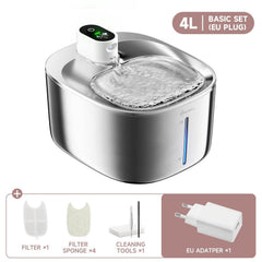 4L Wireless Cat Water Fountain - Auto Sensor Pet Drinking Fountain with Battery | Stainless Steel Cordless Water Dispenser for Dogs & Cats