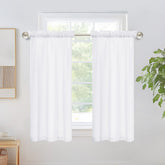 Linen Look Thermal Privacy Cafe Curtains, 2 Panels