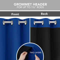 2-Layer Thermal Blackout Curtains, Tan, 52x72 Inch