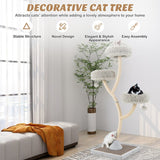 70" Tall Metal Cat Tree Tower with 3 Plush Perches & Sisal Scratching Posts - Marcapon