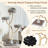 70" Tall Metal Cat Tree Tower with 3 Plush Perches & Sisal Scratching Posts - Marcapon