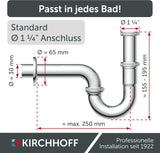 Kirchhoff 98801110 P-Trap for Sink & Washbasin — Chrome Steel, Pack of 6