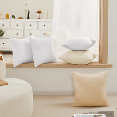Decorative Linen Throw Pillow Covers, 18x18 Inch, 4 PCS