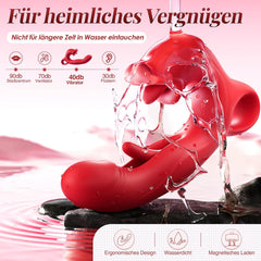 3-in-1 Dildo Vibrator — 7 Tongue Licks, 7 Strokes, 7 Vibrations, Nipple Sucker