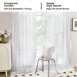 Semi-Transparent White Sheers, 52x63 Inch