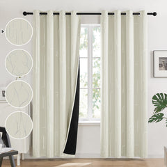 Total Blackout Curtains with Silver Print, 2 Panels