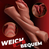 Realistic Masturbator 2-in-1 — 5D Texture, Dual Channel, TPE Silicone (Brown)