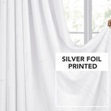 Room Darkening Curtains with Line Foil Print, Navy Blue, 2 Panels