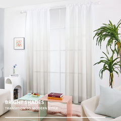 Ombre Sheer Voile Curtains, Rod Pocket, Light Grey