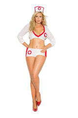 Heart Breaker Mesh Costume Set — Cami Top, Booty Shorts & Headpiece