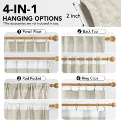 Light Filtering Linen Drapes, Back Tab & Rod Pocket