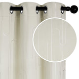 Room Darkening Curtains with Line Foil Print, Navy Blue, 2 Panels