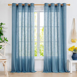 Linen Look Boho Semi-Sheer Curtains, 52x63 Inch, 2 Panels