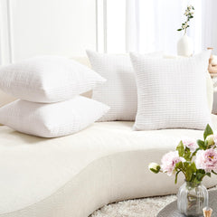 Corduroy Throw Pillow Covers, Cream White, 4PCS