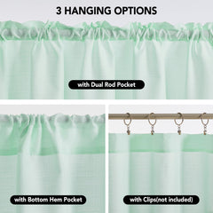 Linen Look Thermal Privacy Cafe Curtains, 2 Panels
