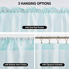 Linen Look Thermal Privacy Cafe Curtains, 2 Panels