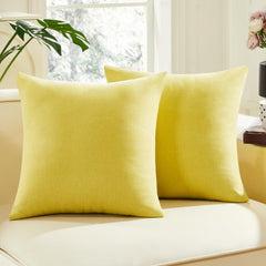 Faux Linen Pillow Covers, 16x16 Inch, Creamy White, 2PCS