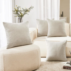 Decorative Linen Throw Pillow Covers, 18x18 Inch, 4 PCS