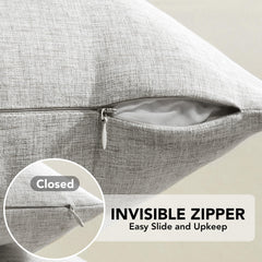 Faux Linen Pillow Covers, 16x16 Inch, Creamy White, 2PCS