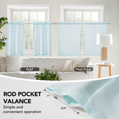 Linen Look Thermal Privacy Cafe Curtains, 2 Panels