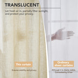 Linen Look Boho Semi-Sheer Curtains, 52x63 Inch, 2 Panels