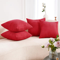 Corduroy Throw Pillow Covers, Cream White, 4PCS