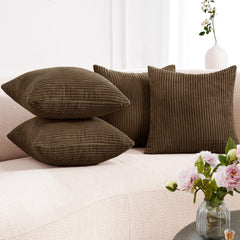 Corduroy Throw Pillow Covers, Cream White, 4PCS