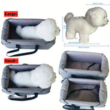 Portable Pet Car Seat – Elevated Dog & Cat Booster Seat, Armrest Carrier, Travel Safety Bag, Washable, Mesh Visibility Panel – Grey/Khaki, Small & Large