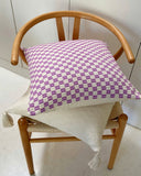 Checkered Brocade Pillow - Lilac & White