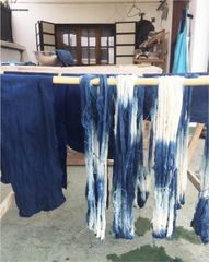 Antigua Pillow- Natural Faded Indigo 20"x20"