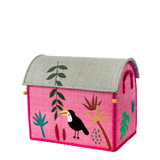 Raffia Storage Baskets with Jungle Pink Theme - Set of Three