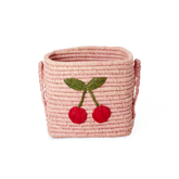 Square Raffia Basket - Pink - Big Cherry Design