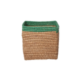 Small Square Raffia Storage Basket - Tea
