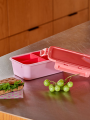 Large Square Lunchbox with 3 Inserts - Pink Print