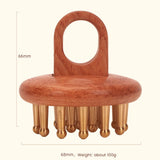 Copper Wood Head Meridian Massage Comb | Gua Sha Scalp & Body Therapy Tool