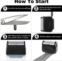 InfoGuard Privacy Roller Stamp | 2-Pack Identity Protection Stamp with 100m Roll